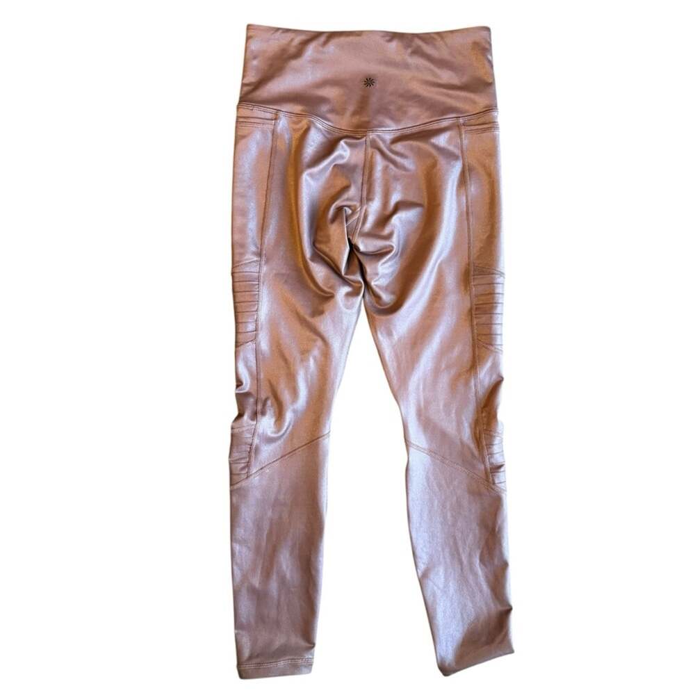 Athleta Inclination Moto Shimmer Leggings sparkle pink blush color size S